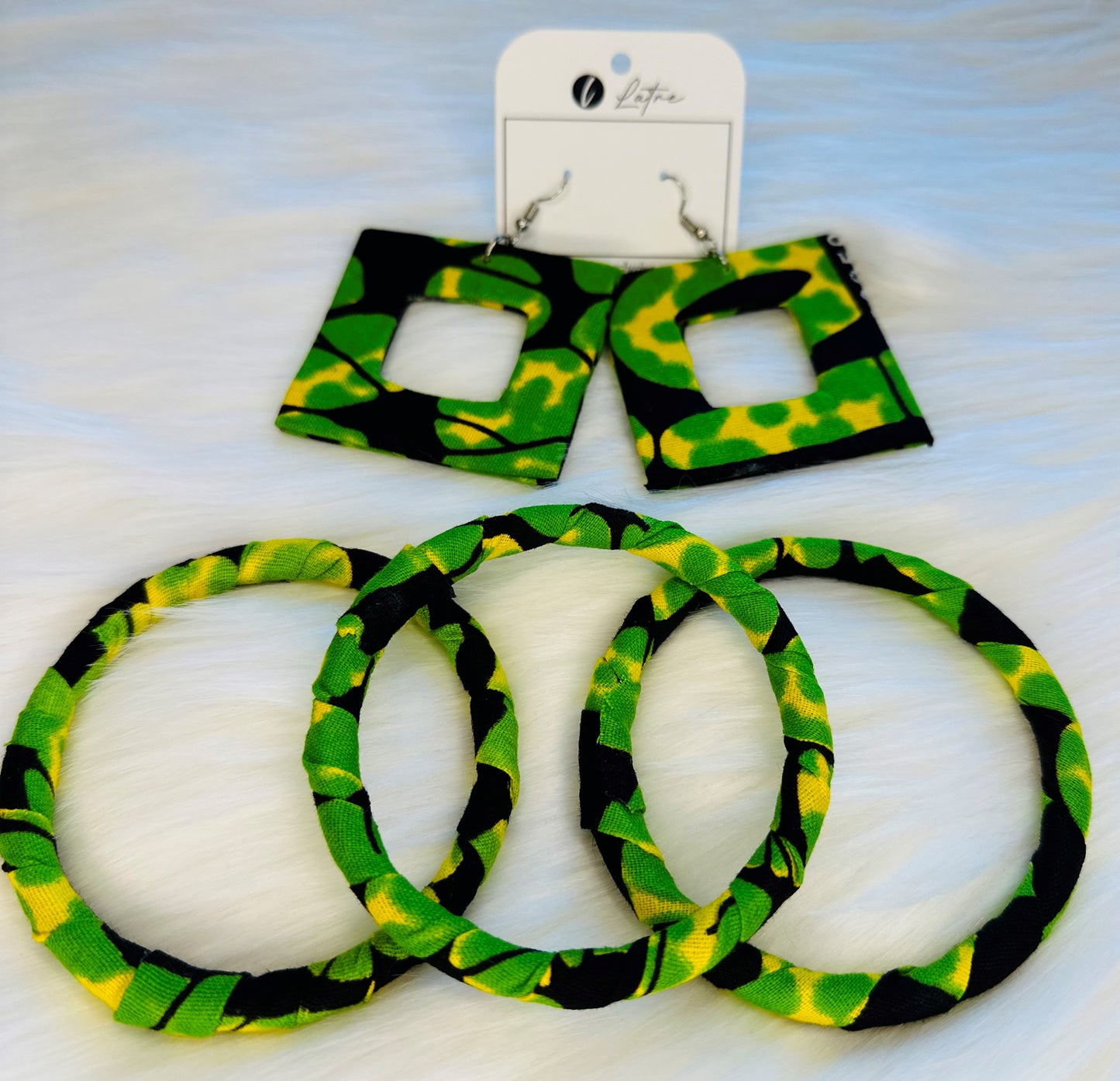 Arewa 3 Bangles and Matching Earring Set