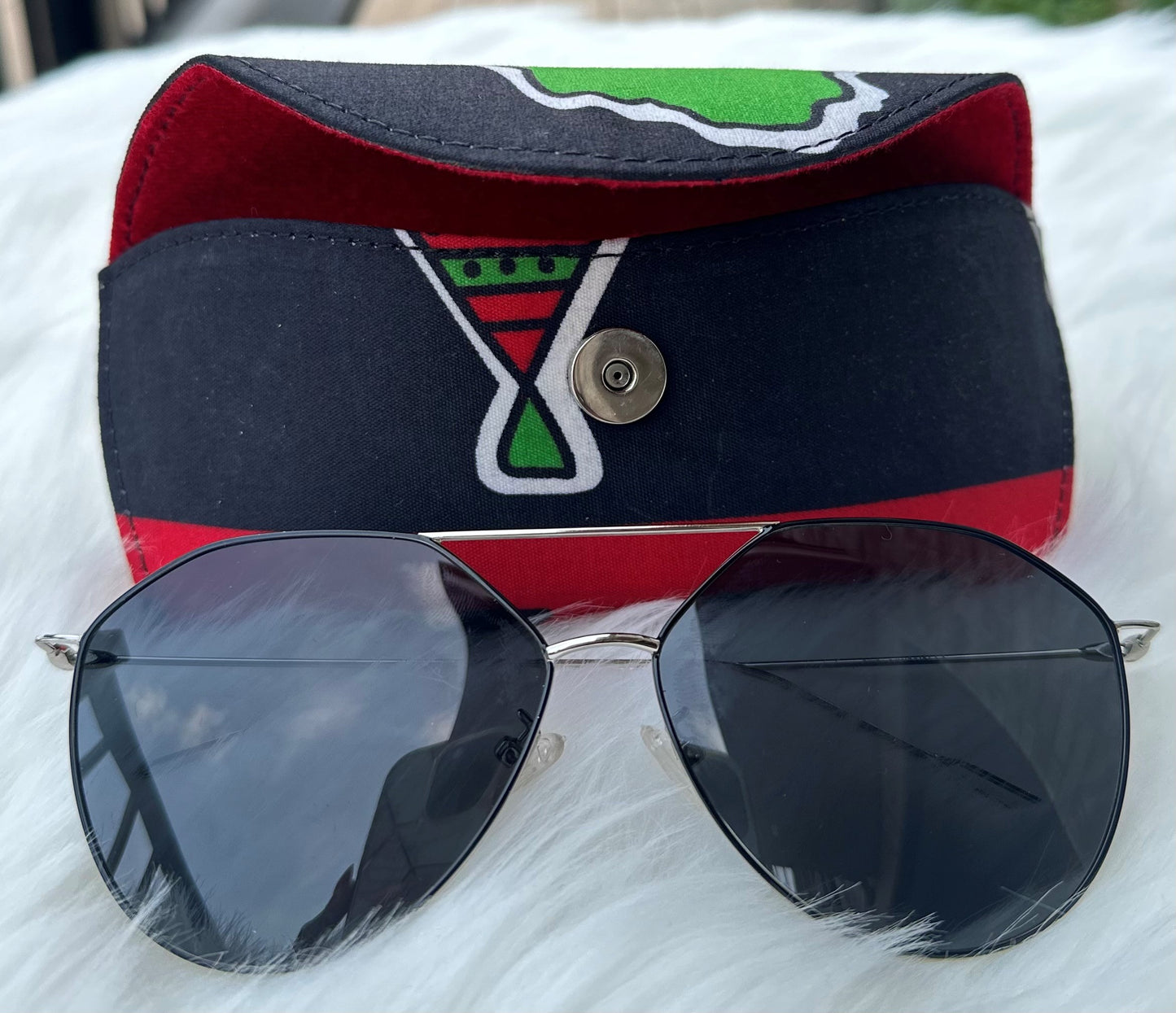 Ankara Glasses Case (Black and Red)