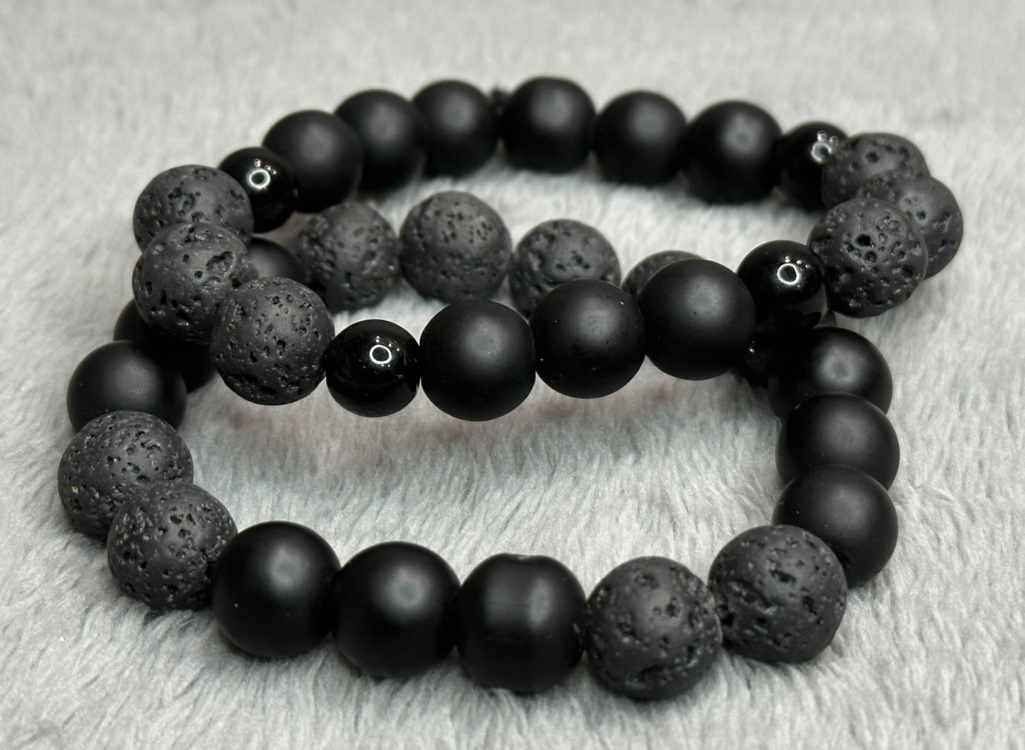 2-Tone Black Matte Luxury Natural Stone Handbeads