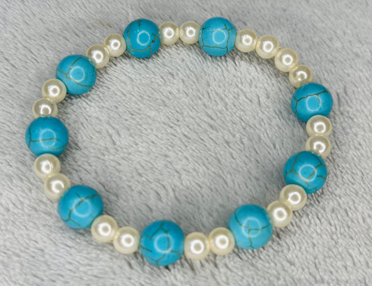 Turquoise Blue and Cream Luxury Natural Stone Handbeads