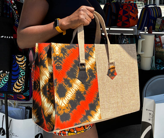 ANKARA/NATURAL JUTE TOTE BAG