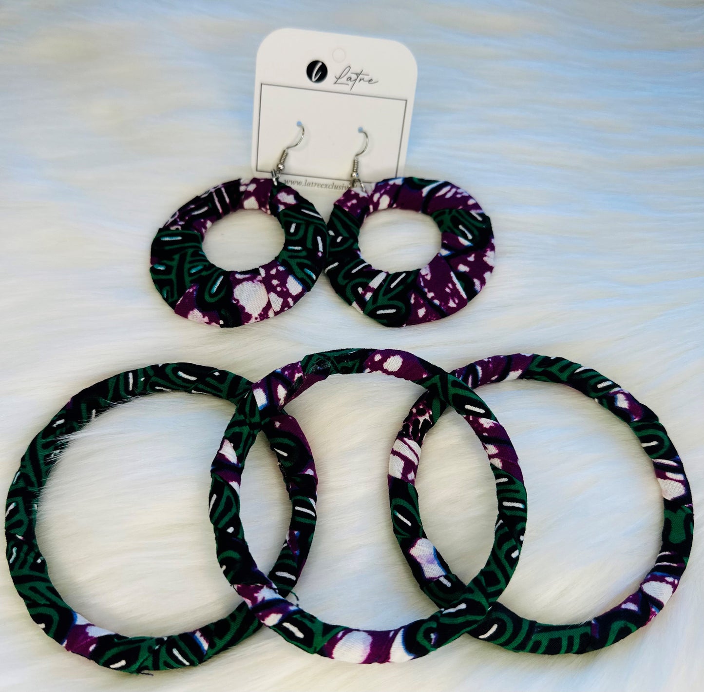 Arewa 3 Bangles and Matching Earring Set