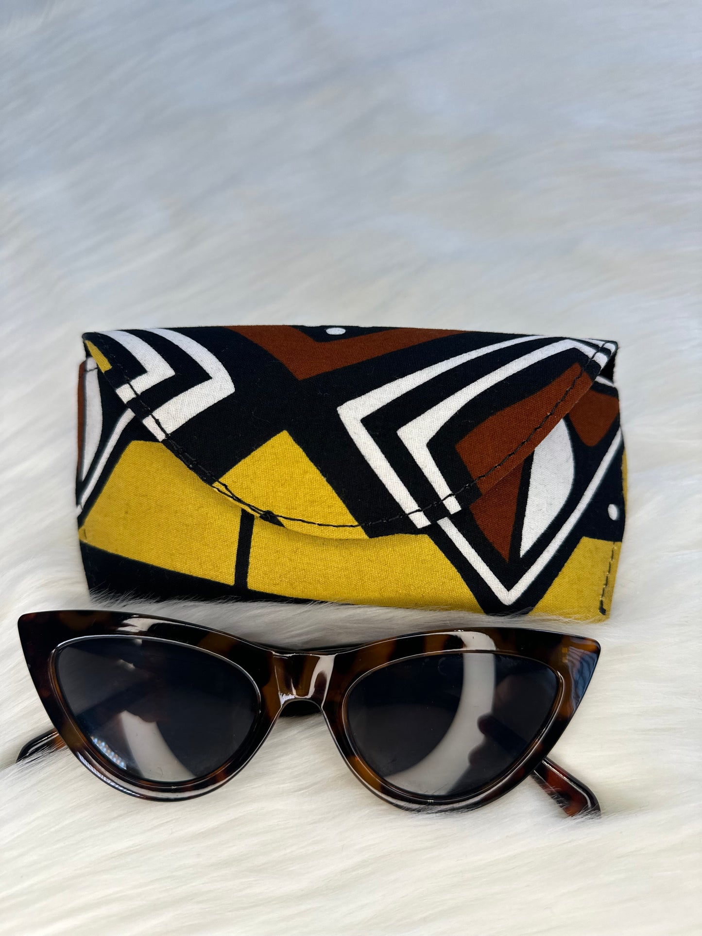 Ankara Glasses Case (Brown, Yellow, Black & White Mix)