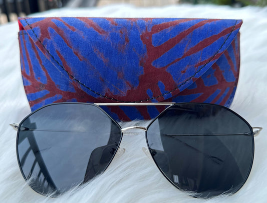 Ankara Glasses Case (Wine and Blue)