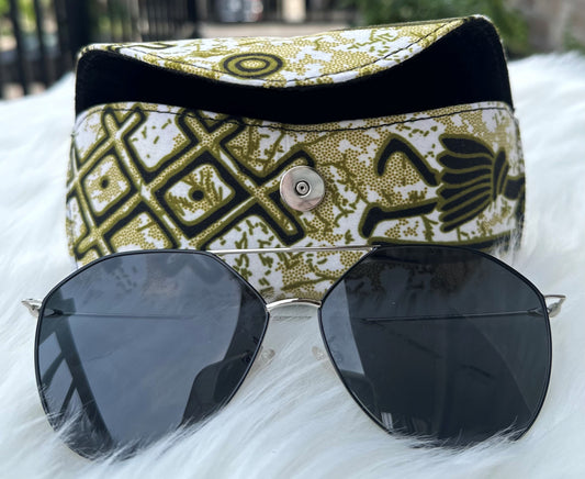 Ankara Glasses Case (White and Gold)