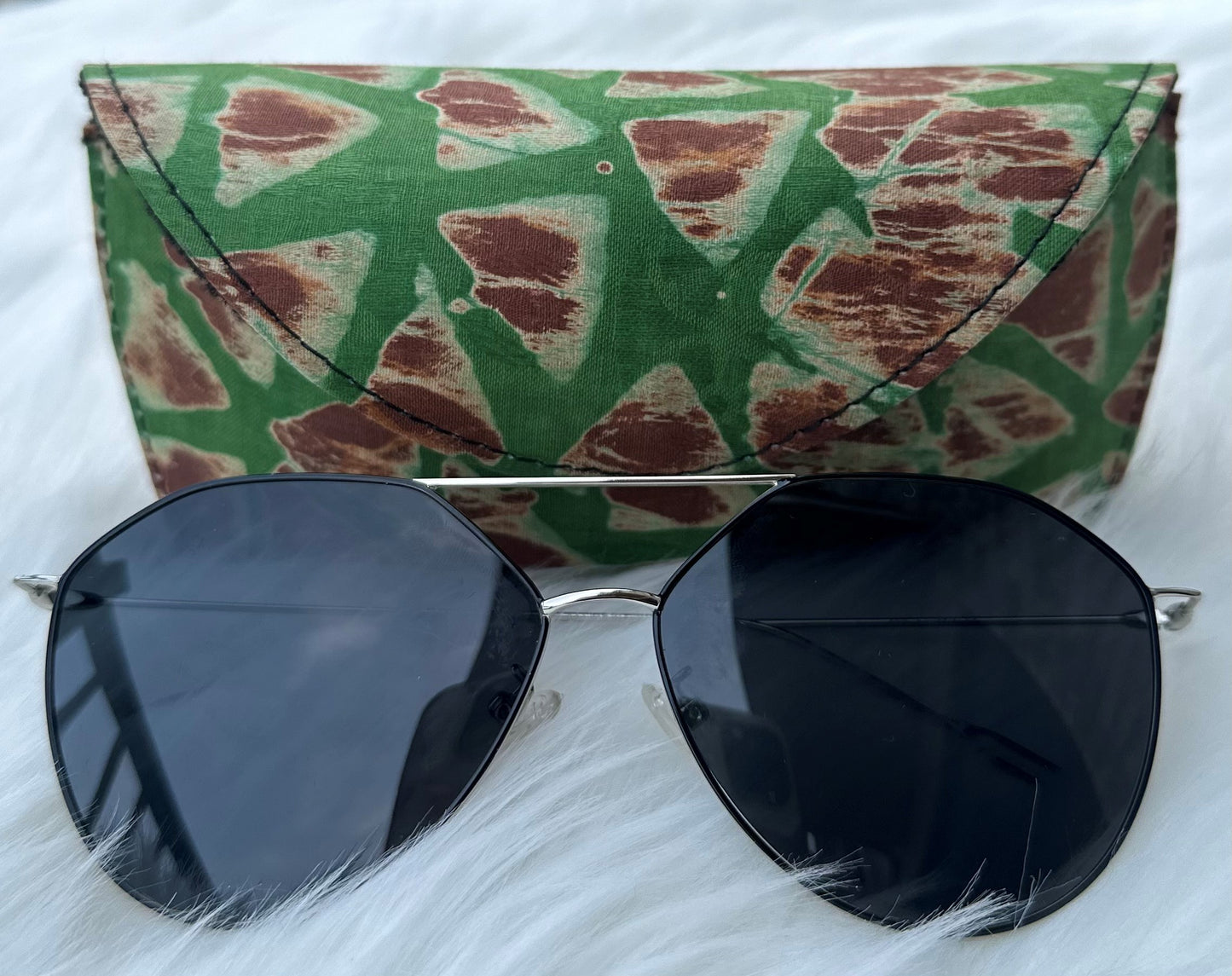 Ankara Glasses Case (Green and Brown)