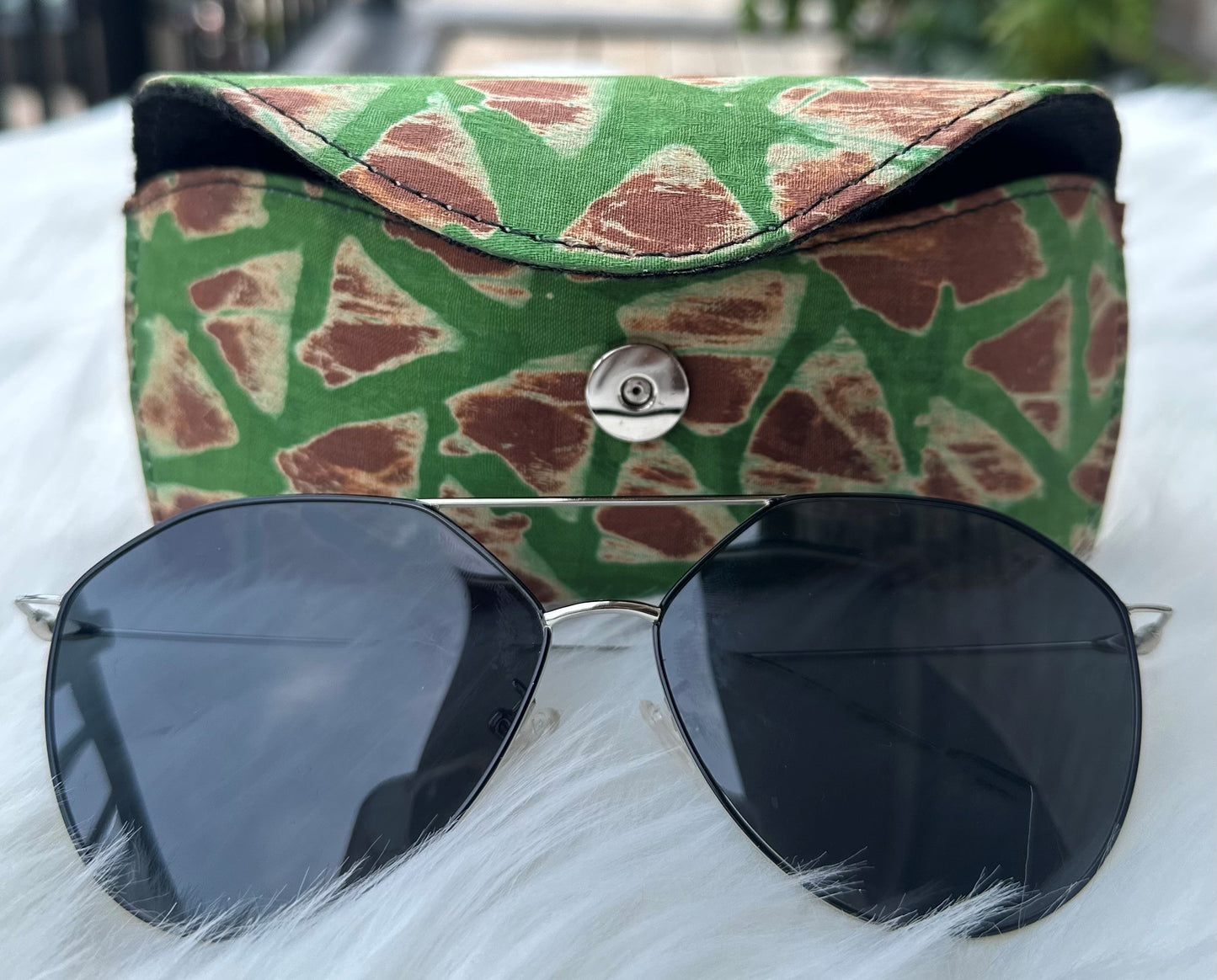 Ankara Glasses Case (Green and Brown)