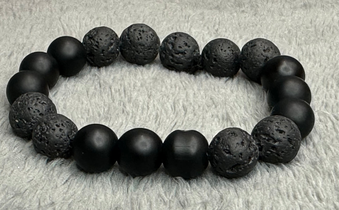 2-Tone Black Matte Luxury Natural Stone Handbeads