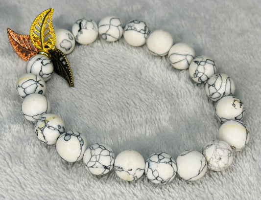 White Luxury Natural Stone Handbeads with Charm