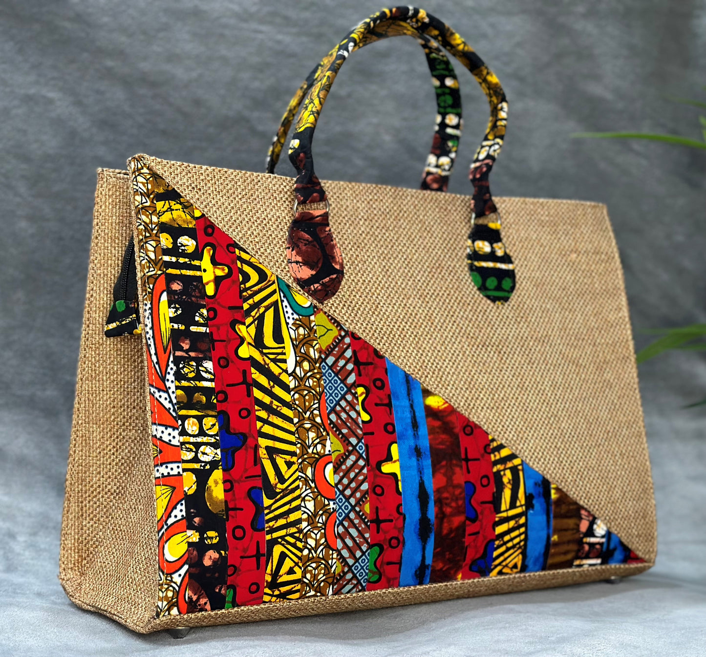 ANKARA/NATURAL JUTE TOTE BAG