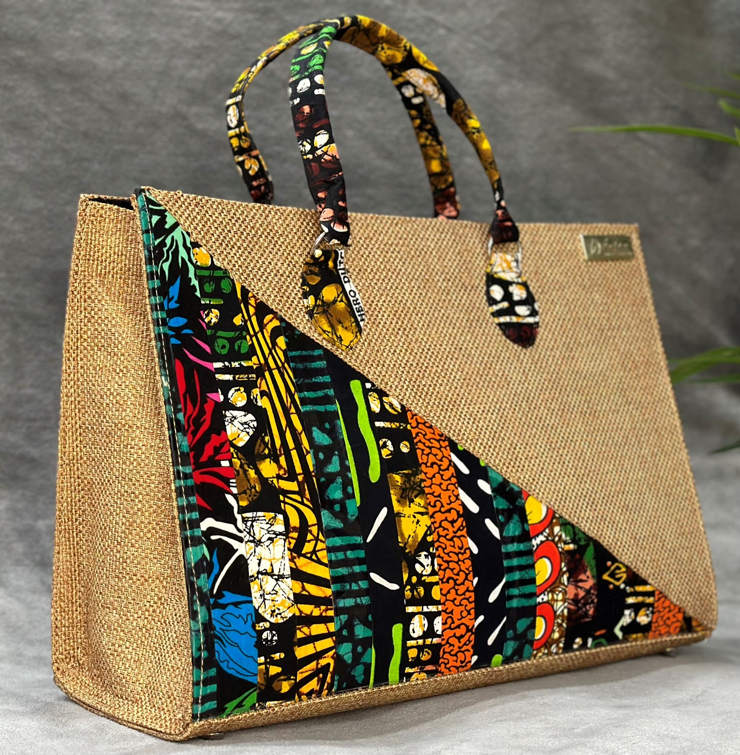 ANKARA/NATURAL JUTE TOTE BAG